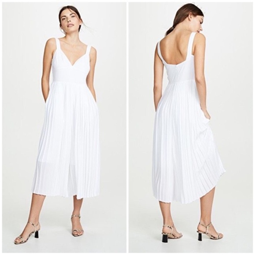 Vince Optic White Pleated Jumpsuit NWT